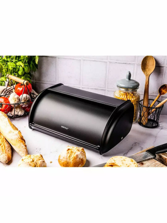 KING Hoff Bread Box with Lid Inox Black 36x24x15cm