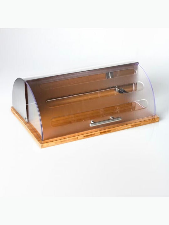 5Five F-V Box Bread Box with Lid made of Bamboo Silver 39x26.5x15.5cm