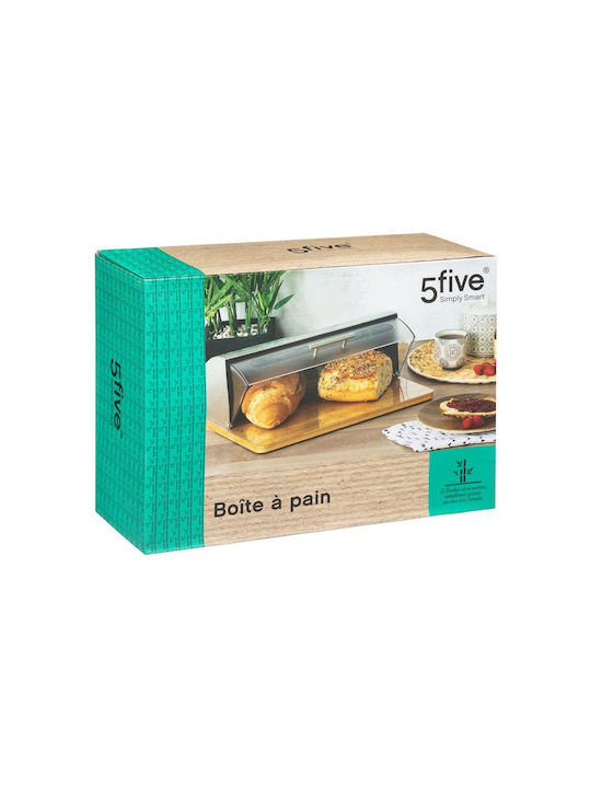 5Five F-V Box Bread Box with Lid made of Bamboo Silver 39x26.5x15.5cm