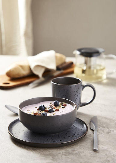 Espiel Serving Bowl Round Ceramic Gray with Diameter 15cm