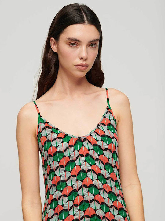 Summer Maxi Evening Slip Dress with Ruffles Orange