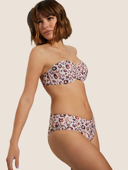 Ysabel Mora Bikini Set Strapless Top & Slip Bottom with Detachable Straps Animal Print