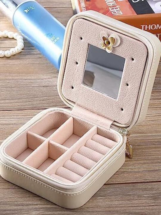 Кутия За Бижутерии С Огледален Бял 10x10x5см