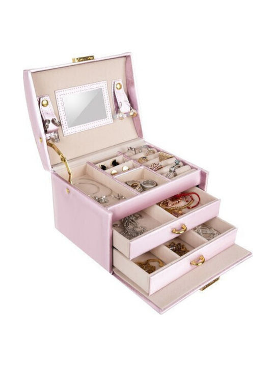 Zola Cutie Pentru Bijuterii Cu Oglindă Roz 17.5x13.8x13.5cm