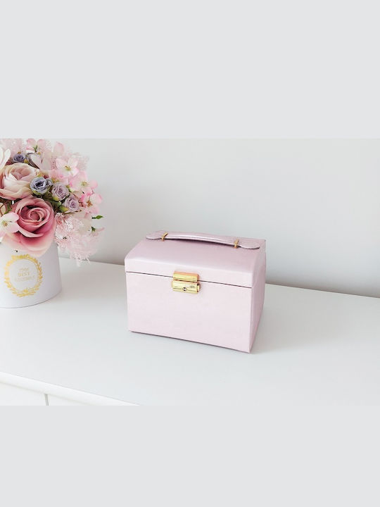 Zola Cutie Pentru Bijuterii Cu Oglindă Roz 17.5x13.8x13.5cm