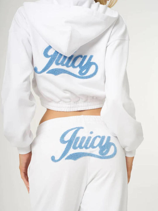 Juicy Couture Γυναικεία Ζακέτα Φούτερ με Κουκούλα Λευκή