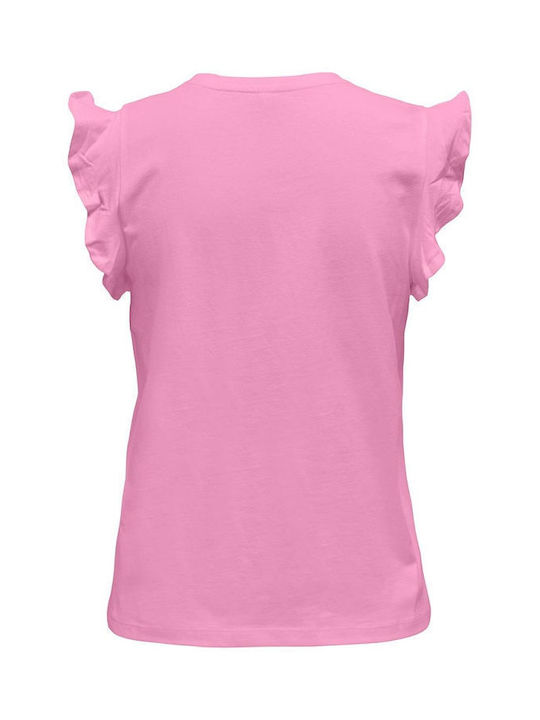 Only Life Damen Bluse Ärmellos mit V-Ausschnitt Pink