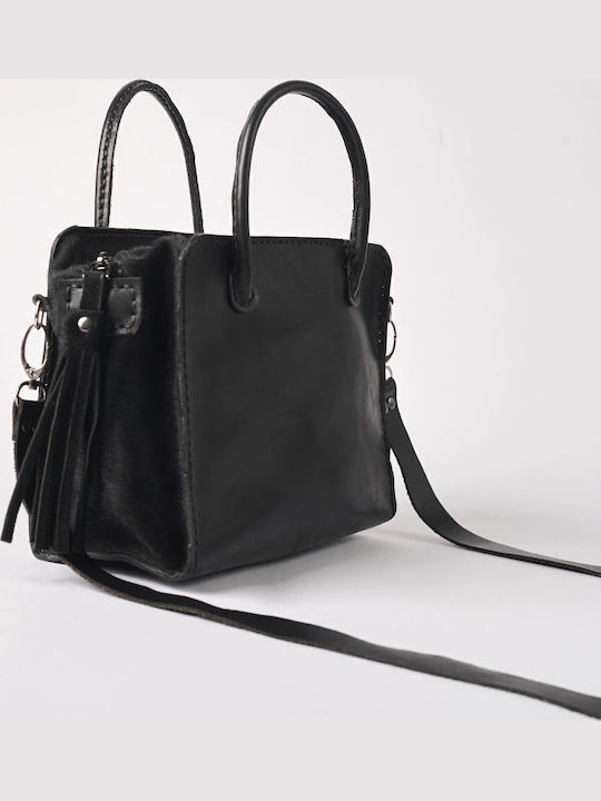 Leder Damentasche Schultertasche Schwarz