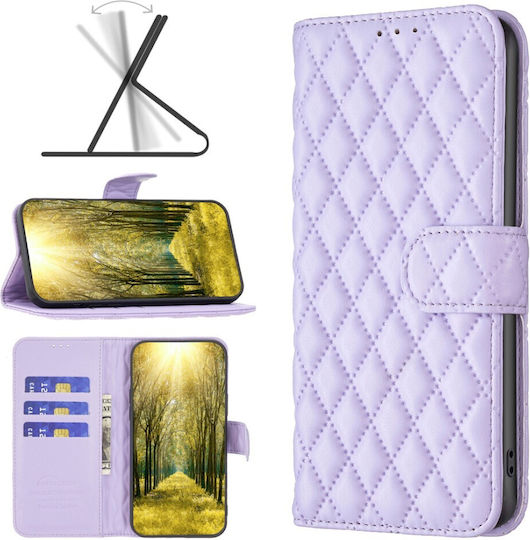 Binfen Diamond Lattice Wallet Δερματίνης Μωβ (Redmi Note 13 Pro 5G / Poco X6)