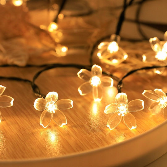 Lampă Solară Floare cu Alb Cald Lumină IP65