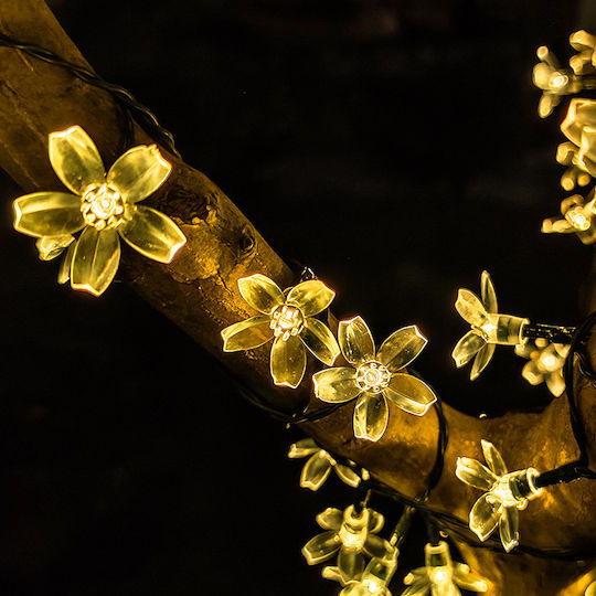 Lampă Solară Floare cu Alb Cald Lumină IP65
