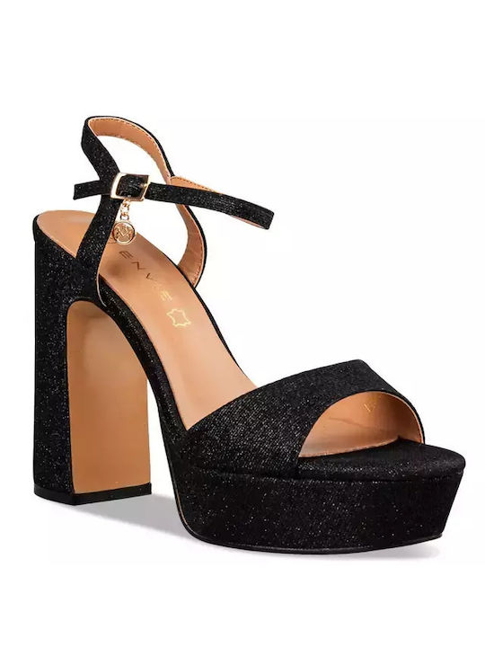 Envie Shoes Platform Leather Women's Sandals Black