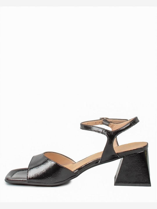 Women's Leather Sandals Wonders H-6102 Lack V Negro Black