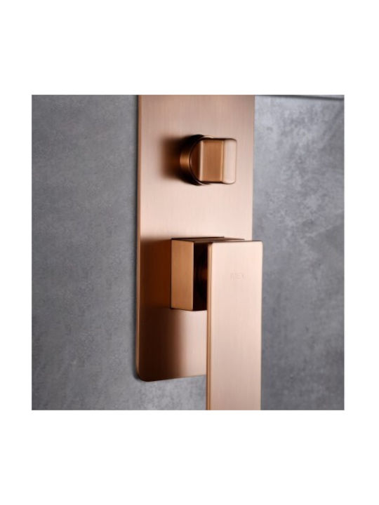 Imex Built-in Mixer, Hand Shower & Shower Head Set for Shower 2 Exits Gold