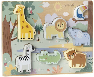 Eli Neli Zoo Montessori Puzzle 3D din Lemn cu Animale