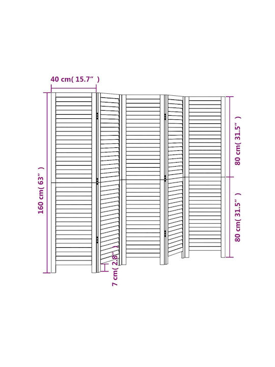 vidaXL Decorative Room Divider Wooden with 5 Panels 175x160cm