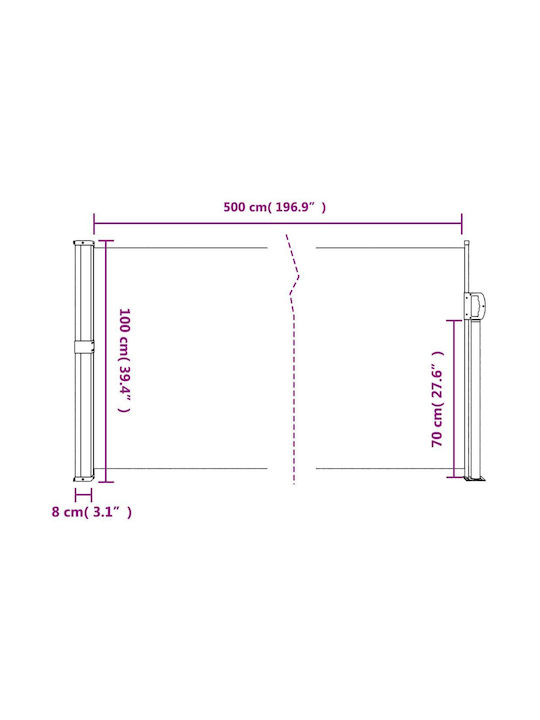 vidaXL Garden Sideway Sunshade Roller Beige 5x1cm
