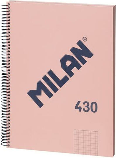Milan Сет 3 Тетрадки Спирала 80 Листа A4 Квадратни Розов