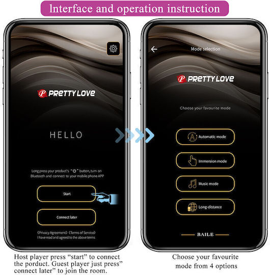 Pretty Love Hector Electroshock Vibrator By App Control Purple