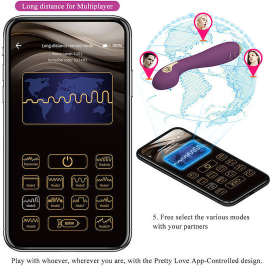 Pretty Love Hector Electroshock Vibrator By App Control Purple