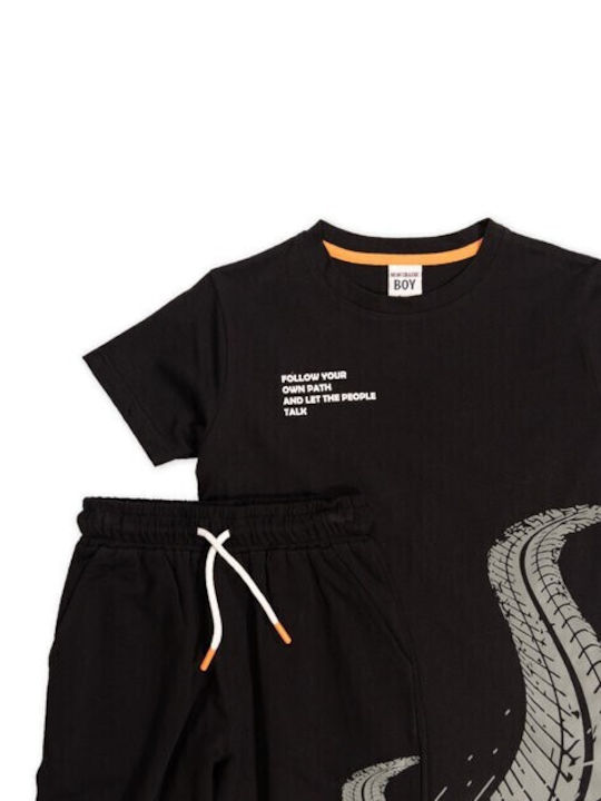 New College Kids Set with Shorts Summer 2pcs black