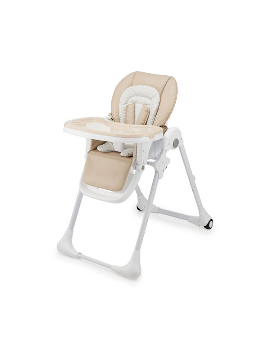Kinderkraft Tummie Foldable Baby Highchair 2 in 1 with Adjustable Height Beige