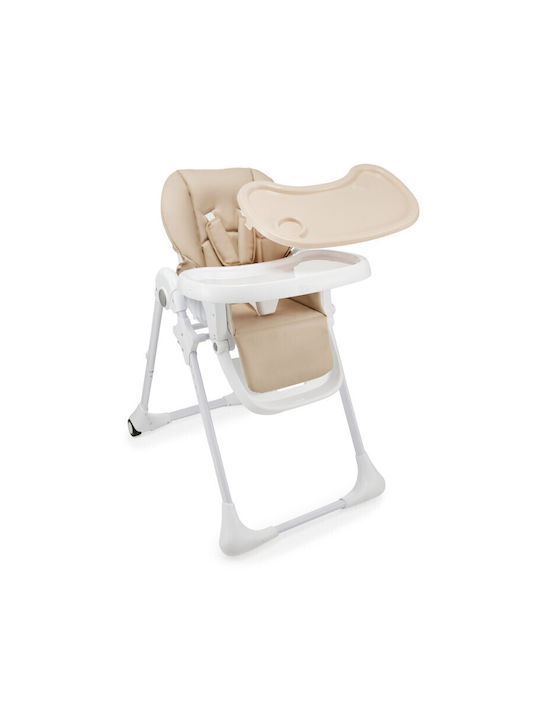 Kinderkraft Tummie Foldable Baby Highchair 2 in 1 with Adjustable Height Beige