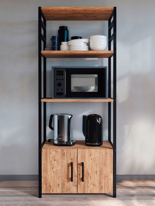 Megapap Agero Kitchen Rack Metallic 4 Tiers Brown 56.1x30x138.3cm