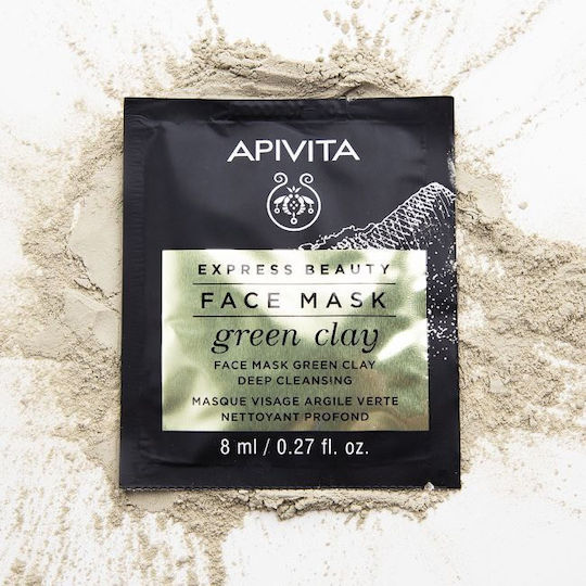 Apivita Express Beauty Green Argilă verde Mască Faciala pentru Curățare 2buc 8ml