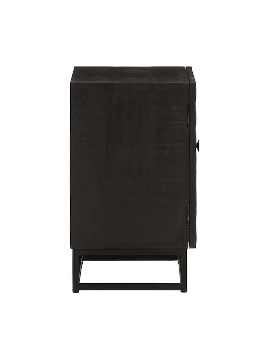 Wooden Bedside Table with Metal Legs Mango 40x30x50cm