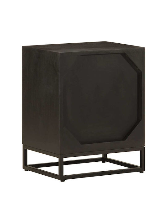 Wooden Bedside Table with Metal Legs Mango 40x30x50cm