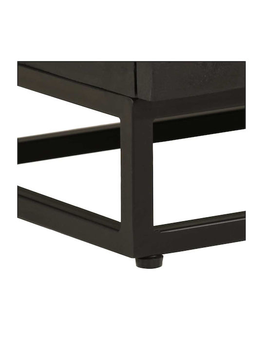 Wooden Bedside Table with Metal Legs Mango 40x30x50cm