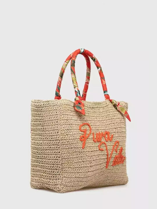 Liu Jo Straw Beach Bag with Stripes