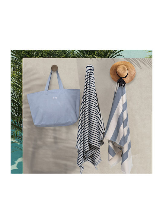 Nef-Nef Fabric Beach Bag Blue with Stripes