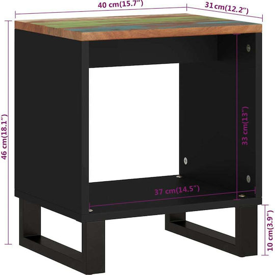 Rectangular Side Table from Solid Wood Multicolour L40xW31xH46cm.