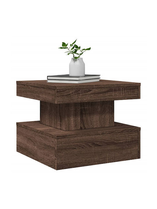 Square Side Table Wooden with LED Brown Oak L50xW50xH40cm.