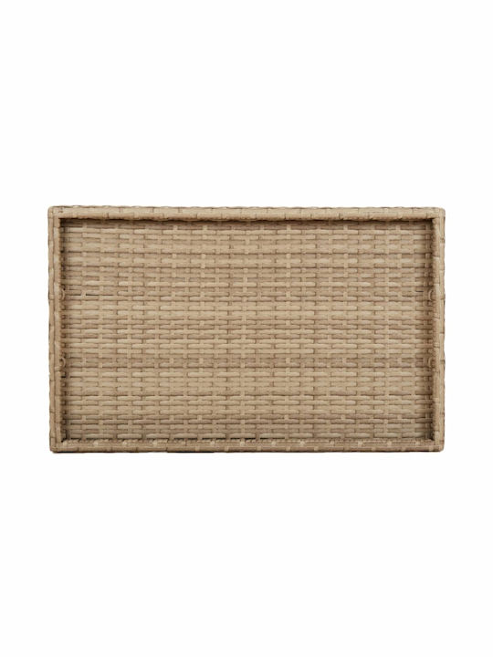 Masa auxiliară pentru spații exterioare mici Pliabil Rattan cu schelet metalic Bej 65x40x75buc