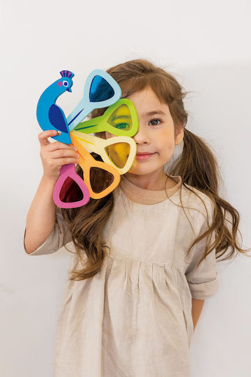 Jucărie din lemn păun jucărie de sticlă colorată Ferestre de sticlă Culori de învățare Tender Leaf Toys