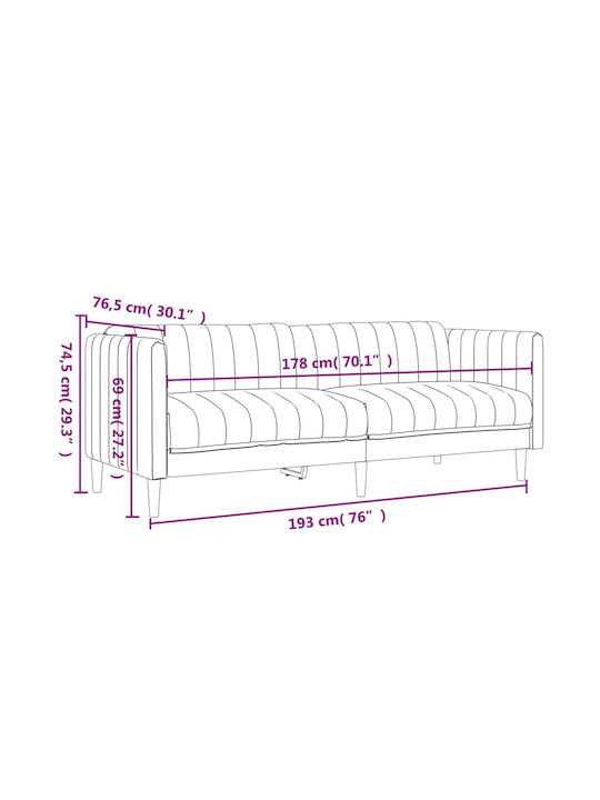 Τριθέσιος Καναπές Σκούρο Καφέ 193x76.5x74.5εκ. 372616