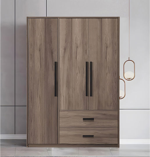 Edritte Τρίφυλλη Ντουλάπα 120x52x195cm Καρυδί Edritte Τρίφυλλη Ντουλάπα 120x52x195cm Καρυδί