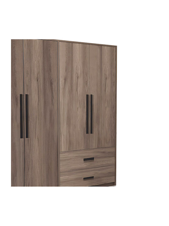 Four Door Wardrobe Edritte Walnut 160x52x195cm