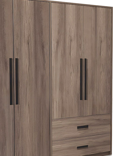 Четири врати Гардероб Edritte Орех 160x52x195см