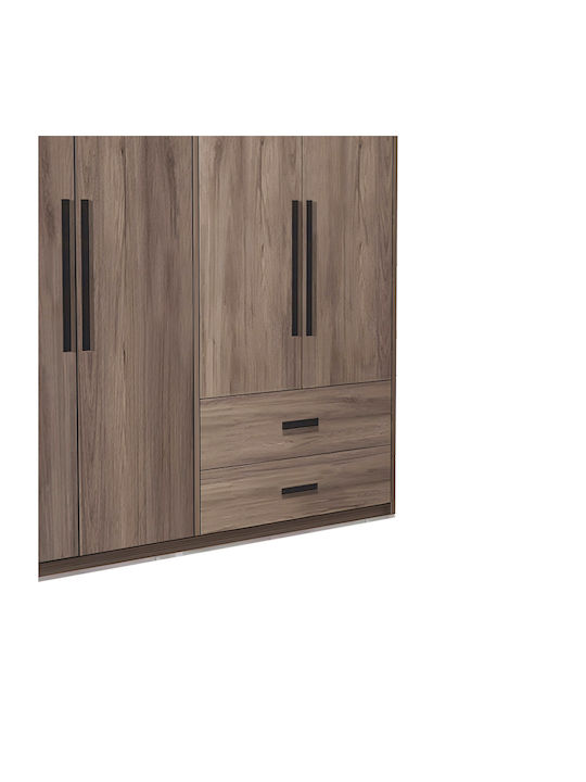 Four Door Wardrobe Edritte Walnut 160x52x195cm