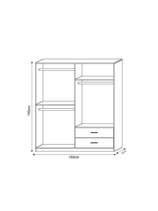 Four Door Wardrobe Edritte Walnut 160x52x195cm