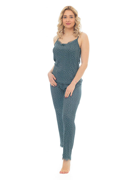 SNC Homewear Καλοκαιρινό Γυναικείο Σετ Πιτζάμας Πράσινο