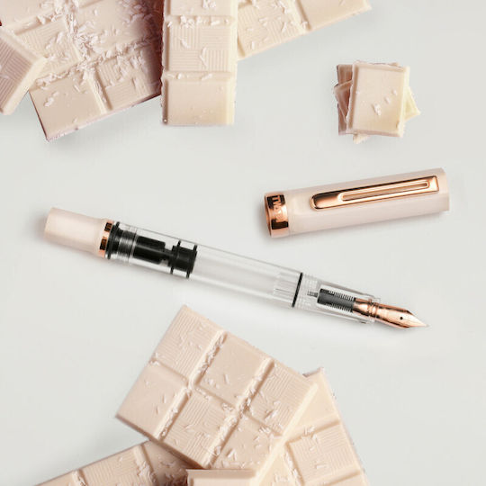 Twsbi Eco Creme Cu Pană De Scris Caligrafie Fine Bej Din Plastic Cu Cerneală Neagră