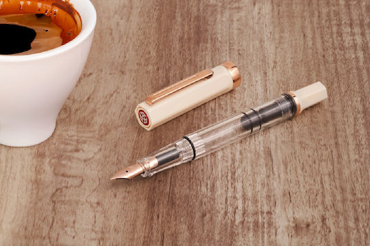 Twsbi Eco Creme Cu Pană De Scris Caligrafie Fine Bej Din Plastic Cu Cerneală Neagră