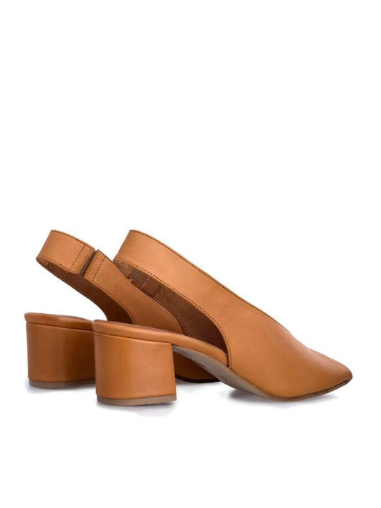 Gatzelis Shoes Leather Tabac Brown Heels