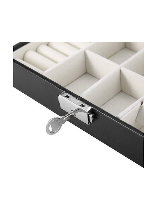 Κουτί Κοσμημάτων Ταξιδιού Μαύρο 21x12x6cm