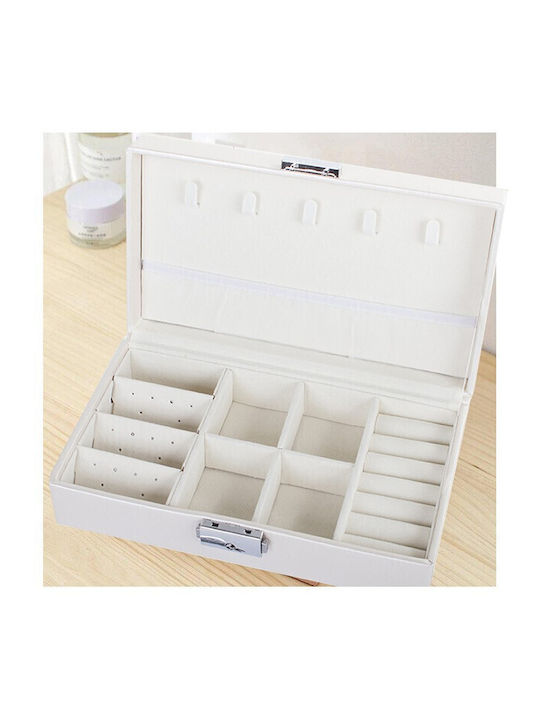 Casetă Pentru Bijuterii Albă 21x12x6cm